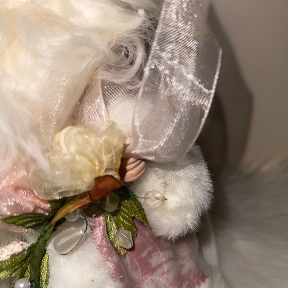 Vintage Dillard's Trimmings Pink Santa Figurine w/ Box Shabby Chic Toile - Picture 7 of 16